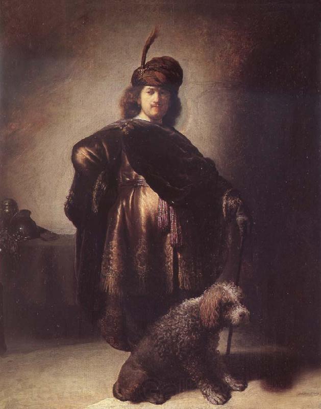 Rembrandt van rijn Self-Portrait with Dog Norge oil painting art